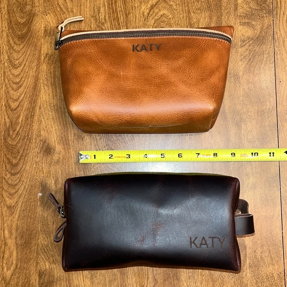 NEW Leather Makeup Bag + Toiletry Bag